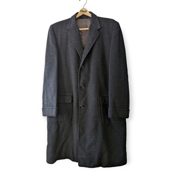 Vintage Bespoke Mid-century Drake Hotel Grey Cashmere Car Coat - Picture 1 of 15